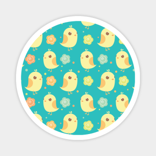 Cute Chicks & Flowers Pattern Magnet